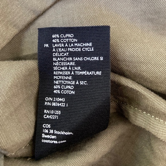 COS Wide Stand Up Collar Dress sz 4 Olive Green Lagenlook Minimalist Modern - Picture 8 of 10